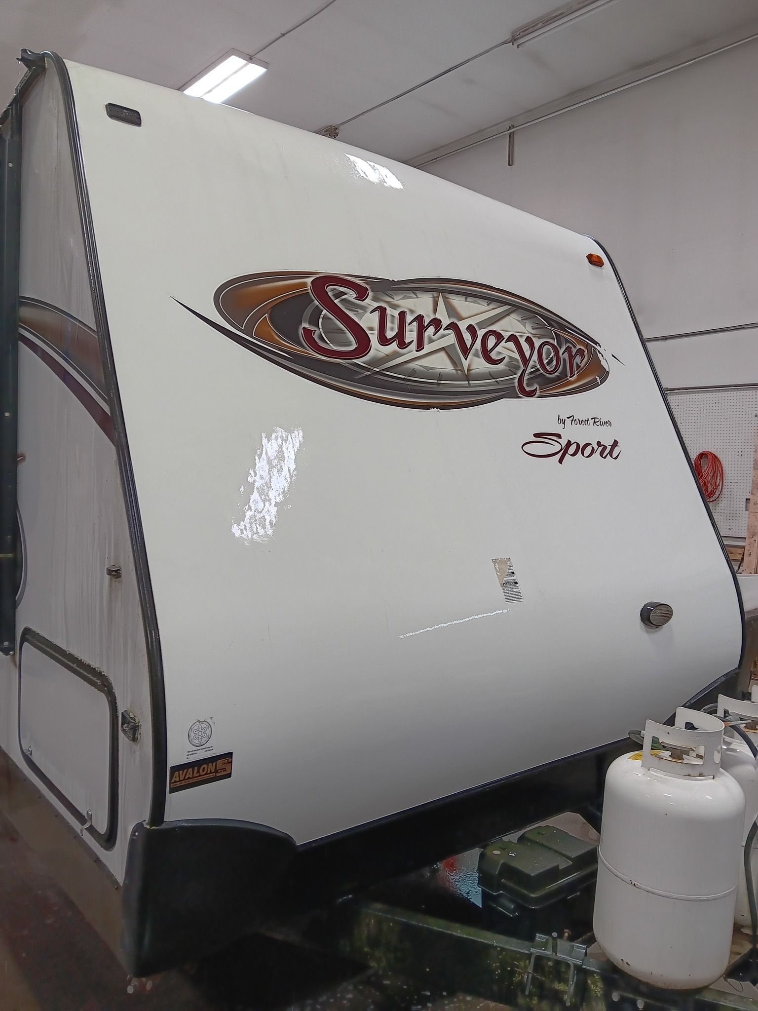 Forest River Surveyor Sport travel trailer front cap in for repair